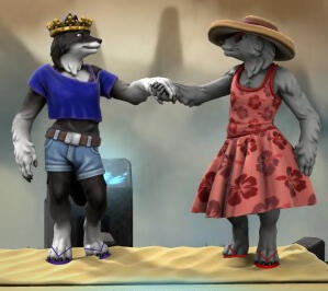 Ink and Jeremy on vacation in their updated summer designs